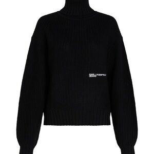 Karl Lagerfeld Black Ribbed Turtleneck Sweater